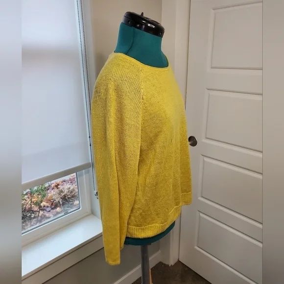POETRY 100% LINEN MUSTARD YELLOW SWEATER LIGHTWEIGHT WOMEN SIZE 4 FALL HARVEST - Picture 5 of 12